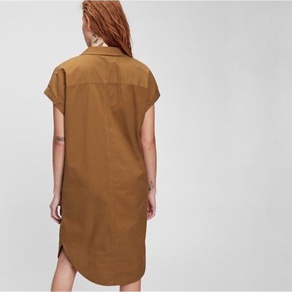 Gap short sleeve popover midi dress in deep camel size Medium Tall 100% cotton - Picture 12 of 13